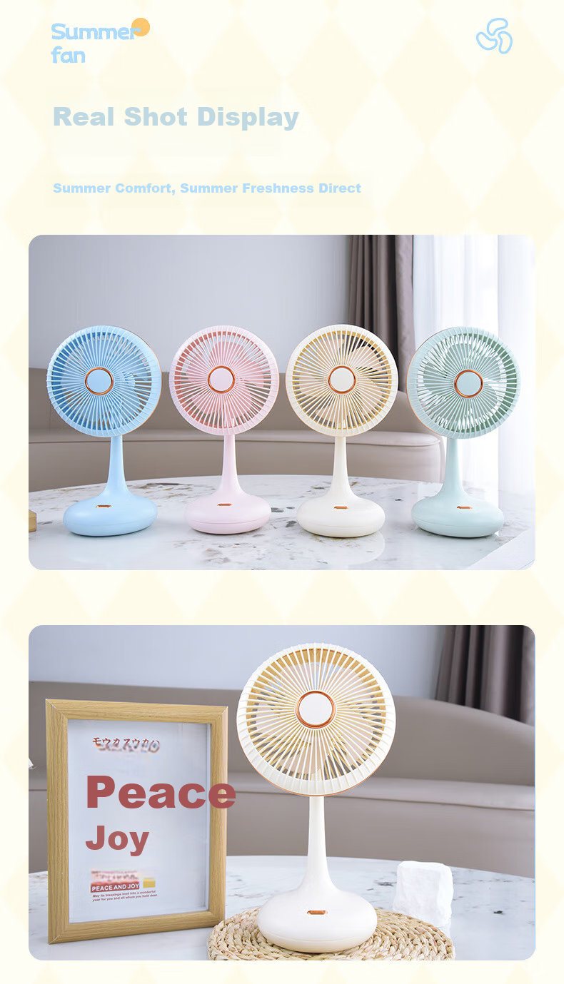 Siyicai USB Rechargeable Summer Student Desktop Small Fan for Home, Dormitory, Office, Quiet Mini Fan YS2531 Sky Blue 5