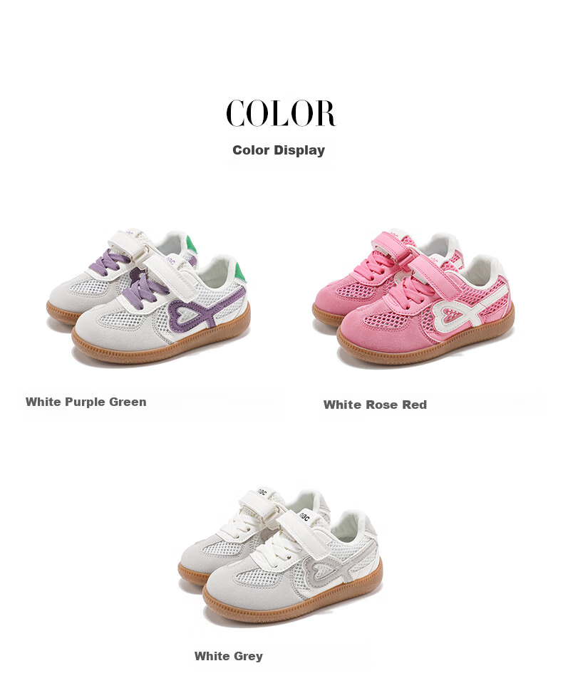 ABC KIDS Kids Summer Breathable Mesh Shoes Children's Sports Shoes Girls Soft Sole Dad Shoes 3263 White/Purple Green Size 27 2