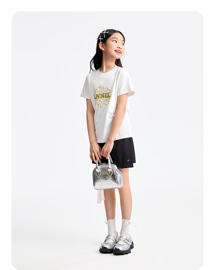 Annil [Memory Foam Cooling T-Shirt] Annil Girls' Round Neck Short-Sleeve T-Shirt, 2025 Summer New Casual Printed Style 6