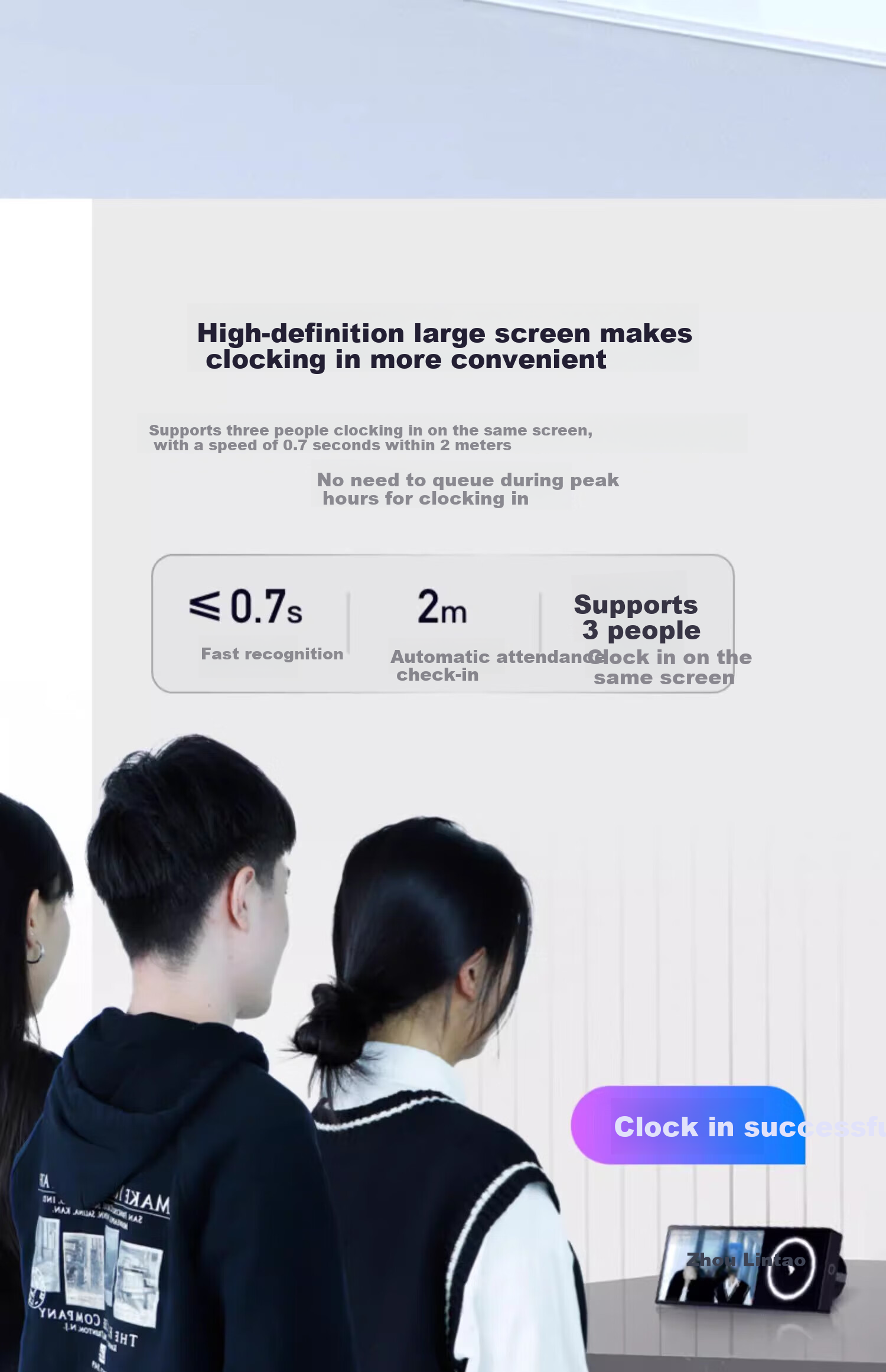Dingding Intelligent Facial Recognition Attendance Machine, Wireless Smart Check-In Device, Dual-Lens Infrared Recognition Sign-In Machine M1Y-Ultra 2