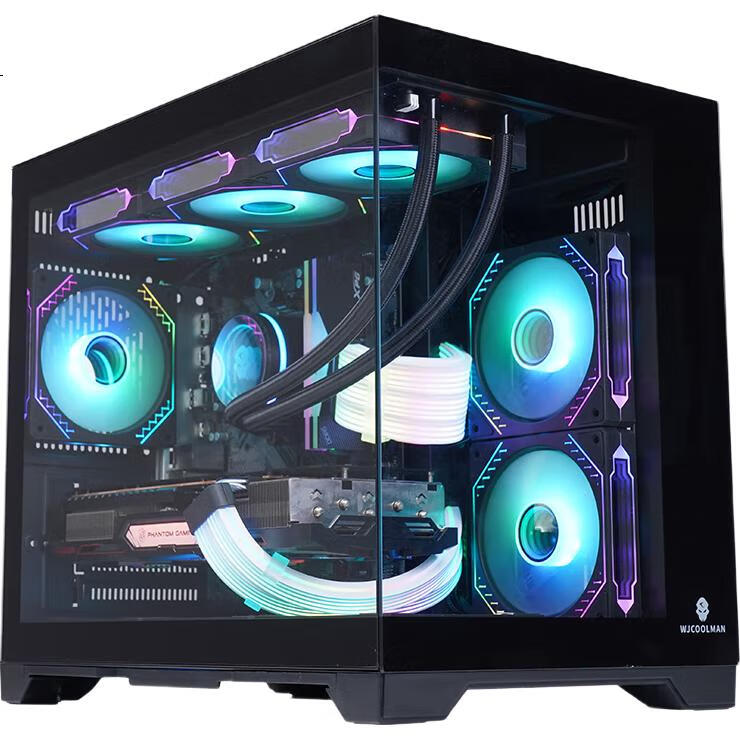 Компьютерный корпус Wanjia Gungyongzhe, черный, без А-стойки, с RGB-вентиляторами, морской вид, M-ATX, поддержка 360мм СЖО, 9 вентиляторов, видеокарта 4090