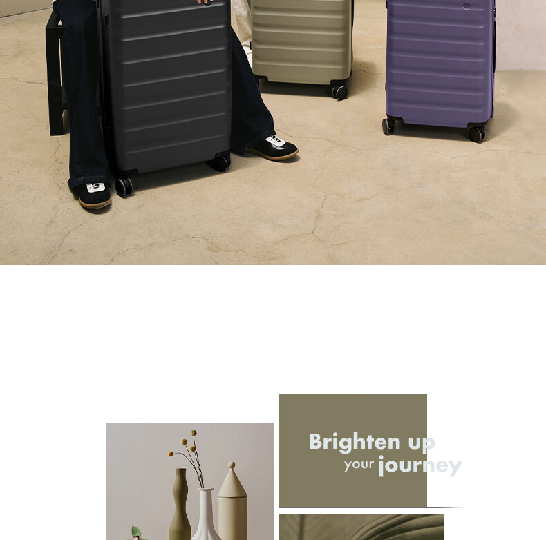 90Fen Luggage, 26-Inch Rhine River Pro Suitcase, Large Capacity Travel Case with Quiet Wheels And Combination Lock, Earthen Gree 2