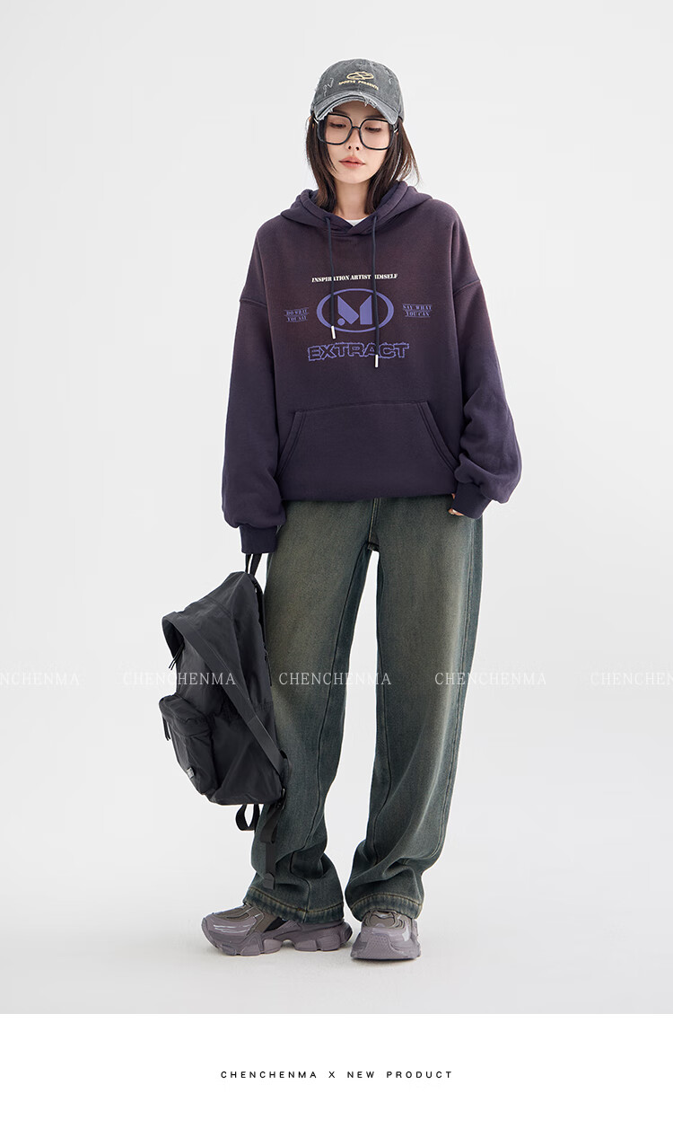 Chenchen Mom Gradient Parent-Child Gradient Color Hooded Fleece Sweatshirt 6762D 2