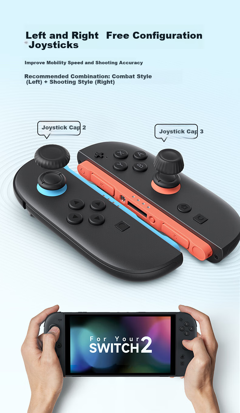 JSAUX Mushroom Head Protective Cover for Nintendo Switch 2 Joy-Con Controller, Compatible with Joy-Con Accessories for NS2 Generation, Black 6