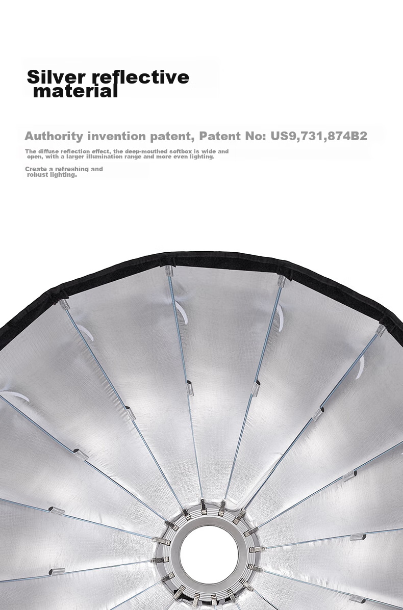 Godox QR-P90cm Quick-Install Deep Parabolic Grid Softbox Light Diffusion Cover, Compatible with Photography, Live Streaming, Fill Light, Constant Light, Flash, Portable Quick-Install Model with Grid 10