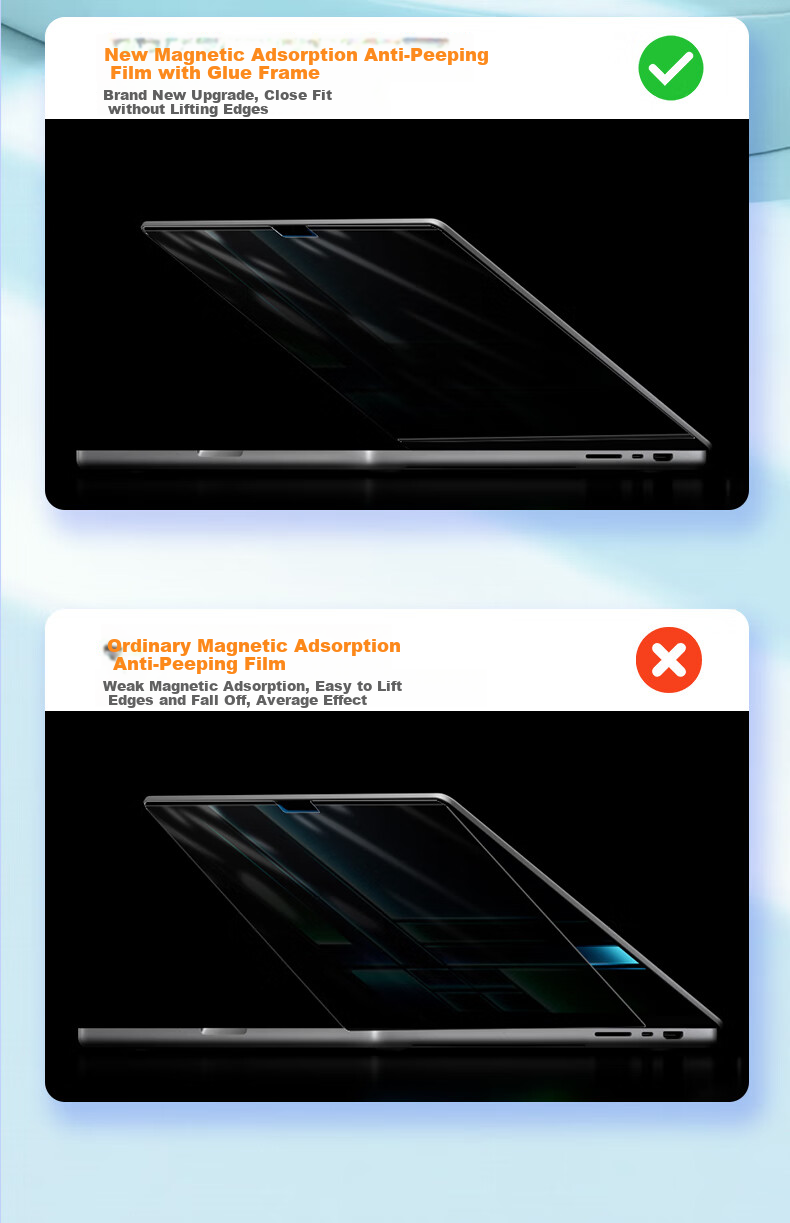 Jiasu Apple MacBook Air 13.3-Inch M1 Magnetic Anti-Glare Screen Protector [A2179/A2337], 2020 Model Laptop Detachable Magnetic Privacy Anti-Peeping Film 7