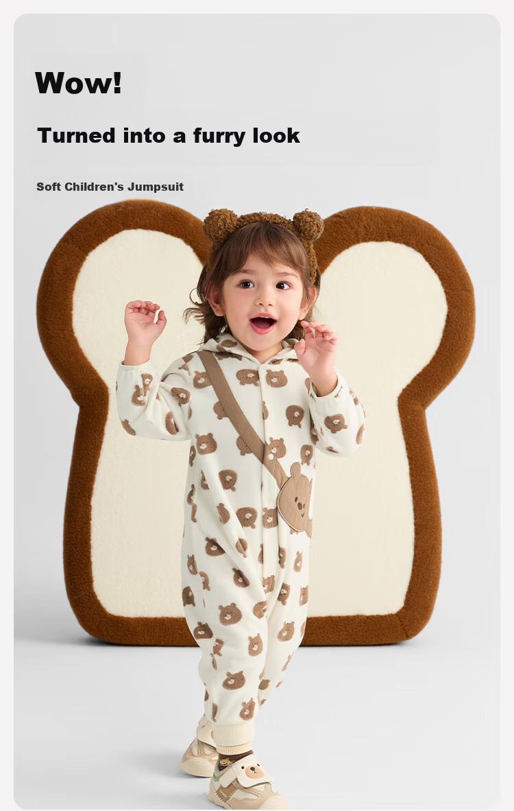 BALABALA Baby Romper Autumn Outfit, Infant Outdoor Onesie, Trendy Cute Fleece-Lined Bodysuit, 209325120203 1