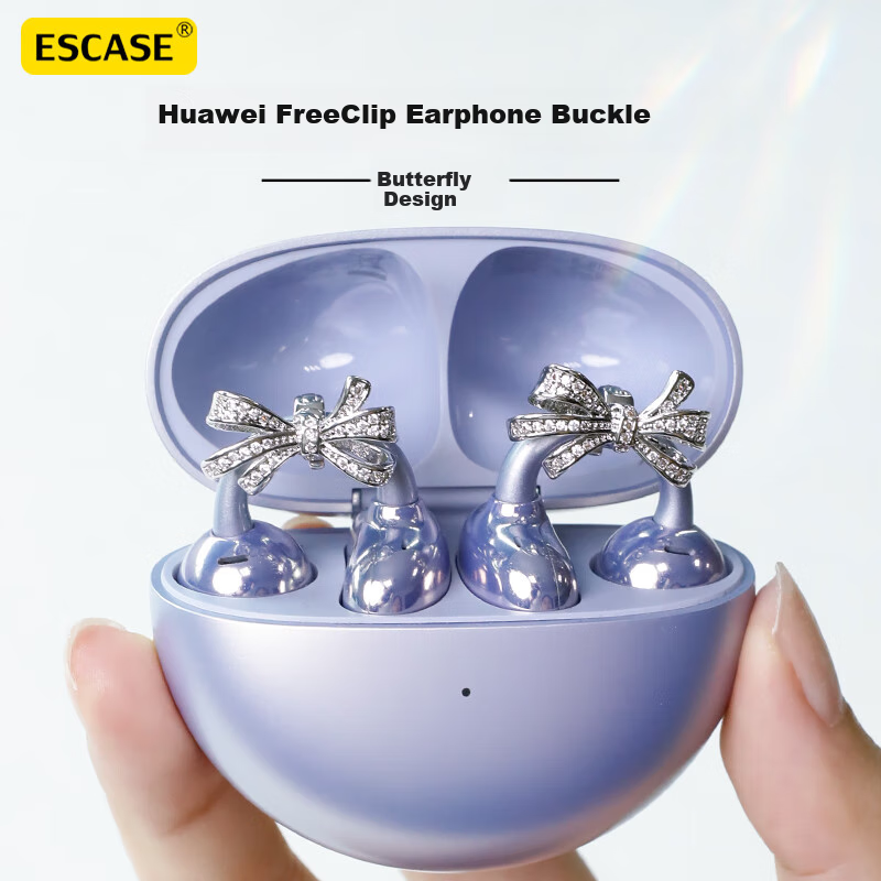 ESCASE Suitable for Huawei FreeClip2 Ear Accessories, Ear Clips for First And Second Generation Honor Earphones, Jewelry with Rhinestones, Niche And Exquisite Personal Style Earphone Accessories, DIY Ear Clip Accessories, Butterfly Style 1