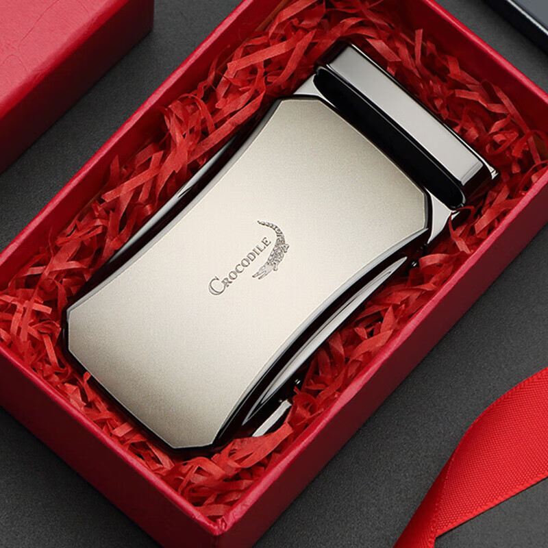 CROCODILE Valentine's Day Gift for Men, Single Automatic Buckle, No Strap, Alloy Leather Belt Buckle with Card Slot, Wearable K
