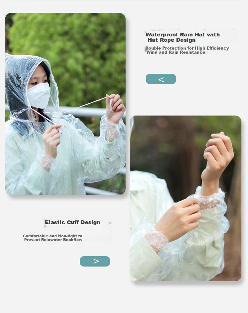 BWNK 5-Pack Card-Style Rain Ponchos, Disposable Portable Mini Compressed Raincoats, Outdoor Travel Rain Capsules That Don't Take Up Space 5