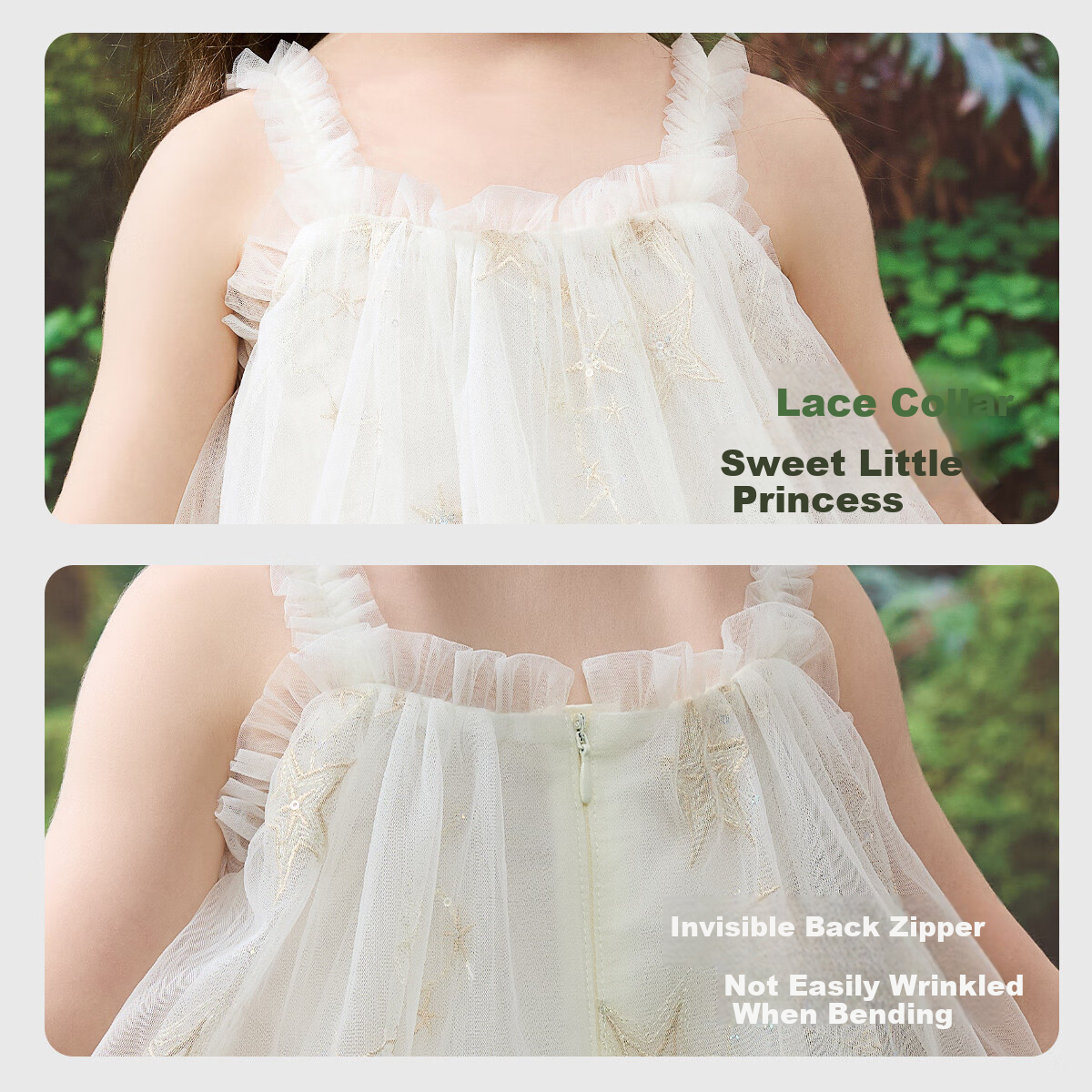 ASK JUNIOR Children's Dress, Summer New Style, Sleeveless Spaghetti Strap Dress for Little Girls, Tulle Princess Dress, Puffy Skirt 7
