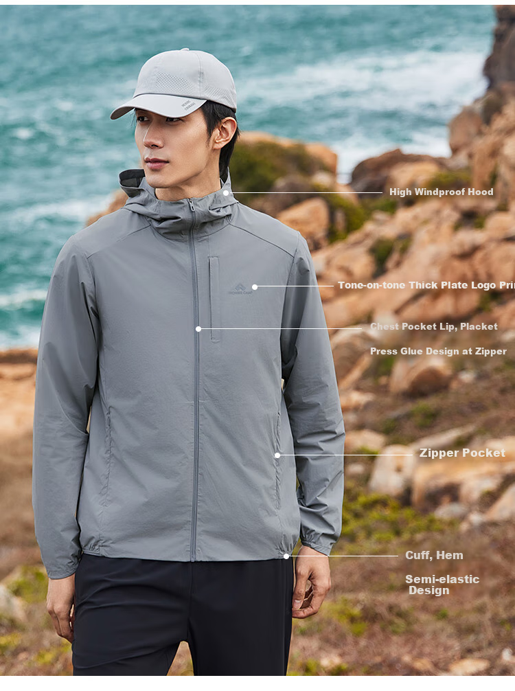 Pioneer Camp Ice Silk Sun Protection Jacket for Men, Summer Lightweight Breathable Outdoor Skin Coat Casual Jacket 1