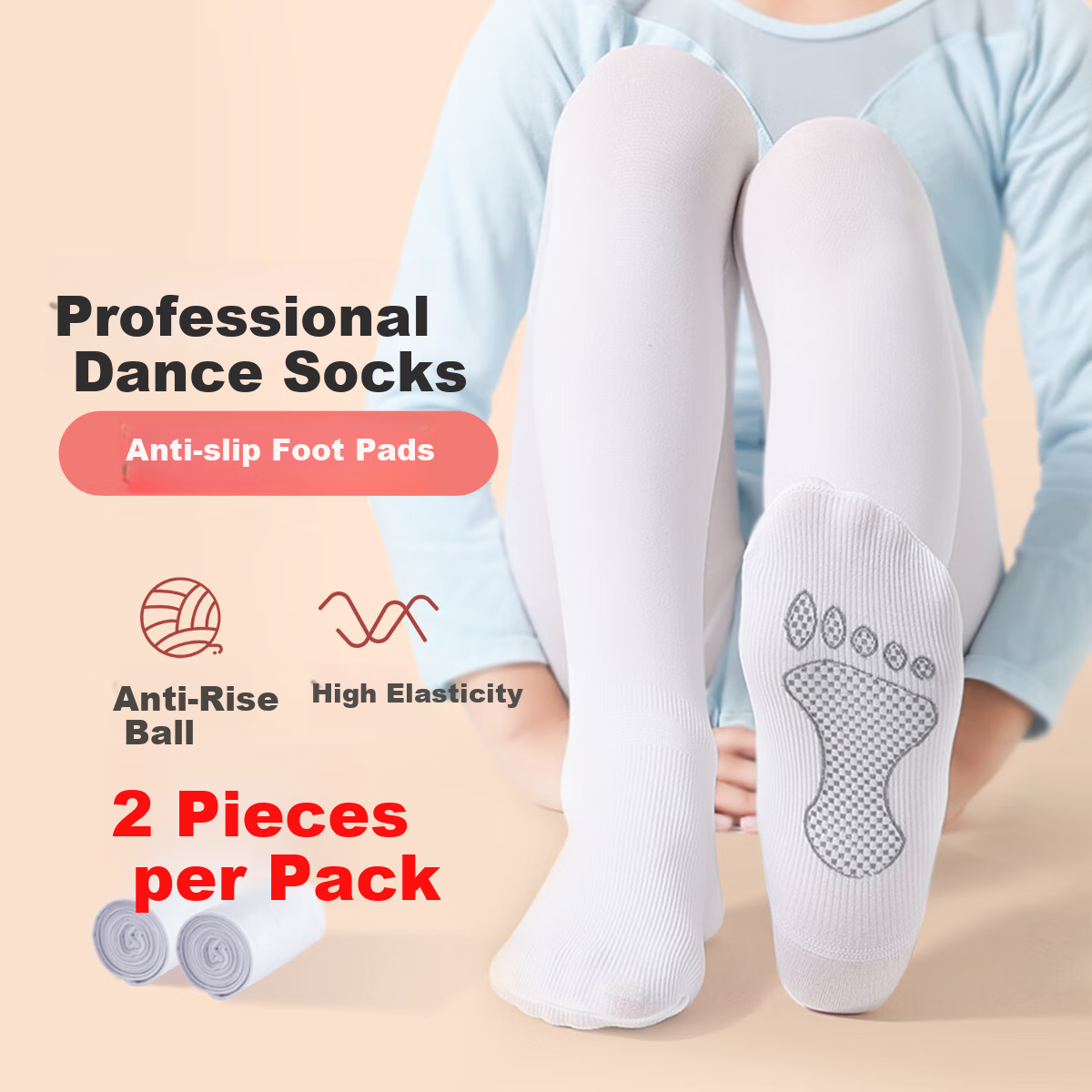 BOBDOG Children's Leggings, Spring And Autumn Girls' Dance Tights, Comfortable Children's White Stockings, Leg Warmers