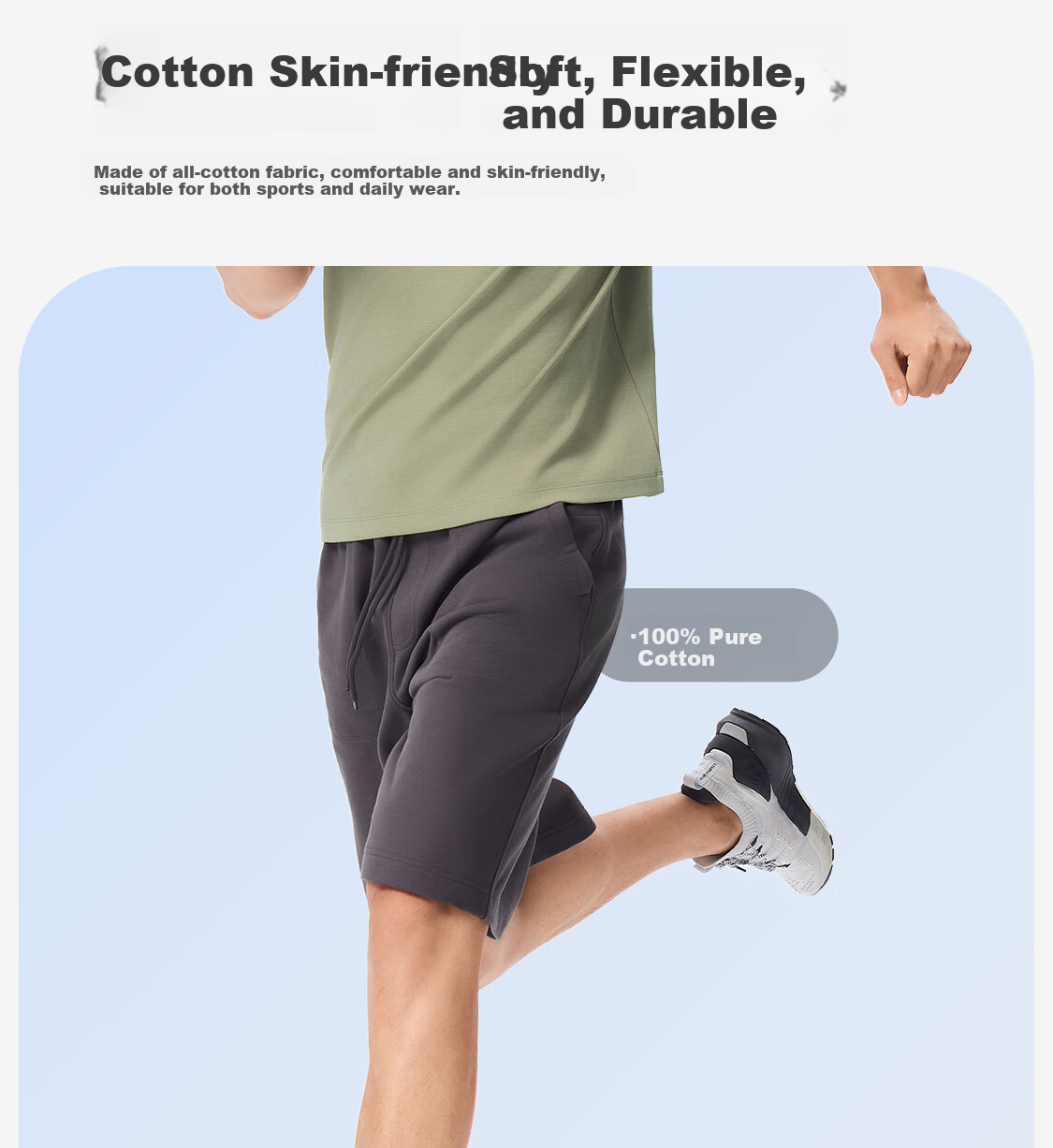 Keep Men's Sports Shorts, 2025 Fitness Running Five-Point Pants, Pure Cotton Casual Pants, Dark Gray, 2XL 6