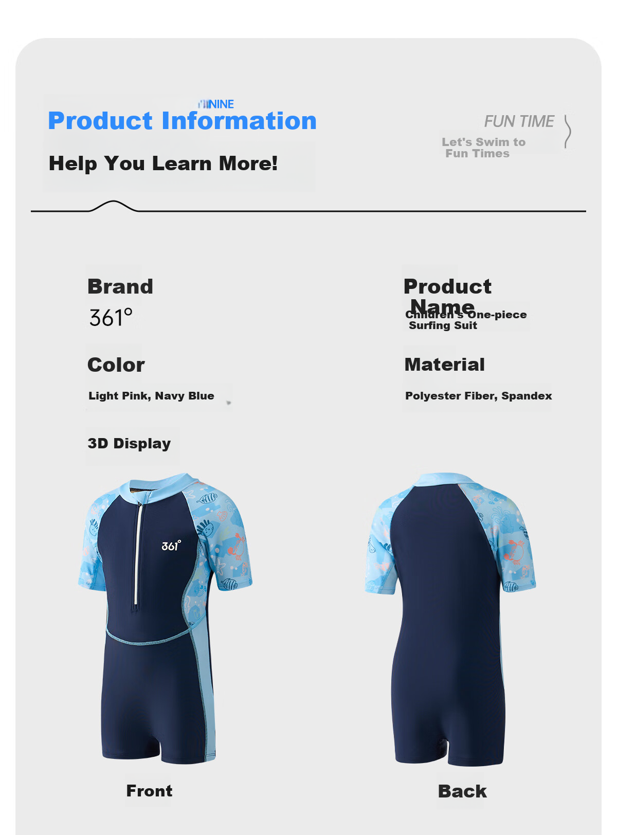 361° Children's Swimsuit One-Piece Square Leg for Girls, Professional Training Swimwear for Toddlers And Older Kids 12
