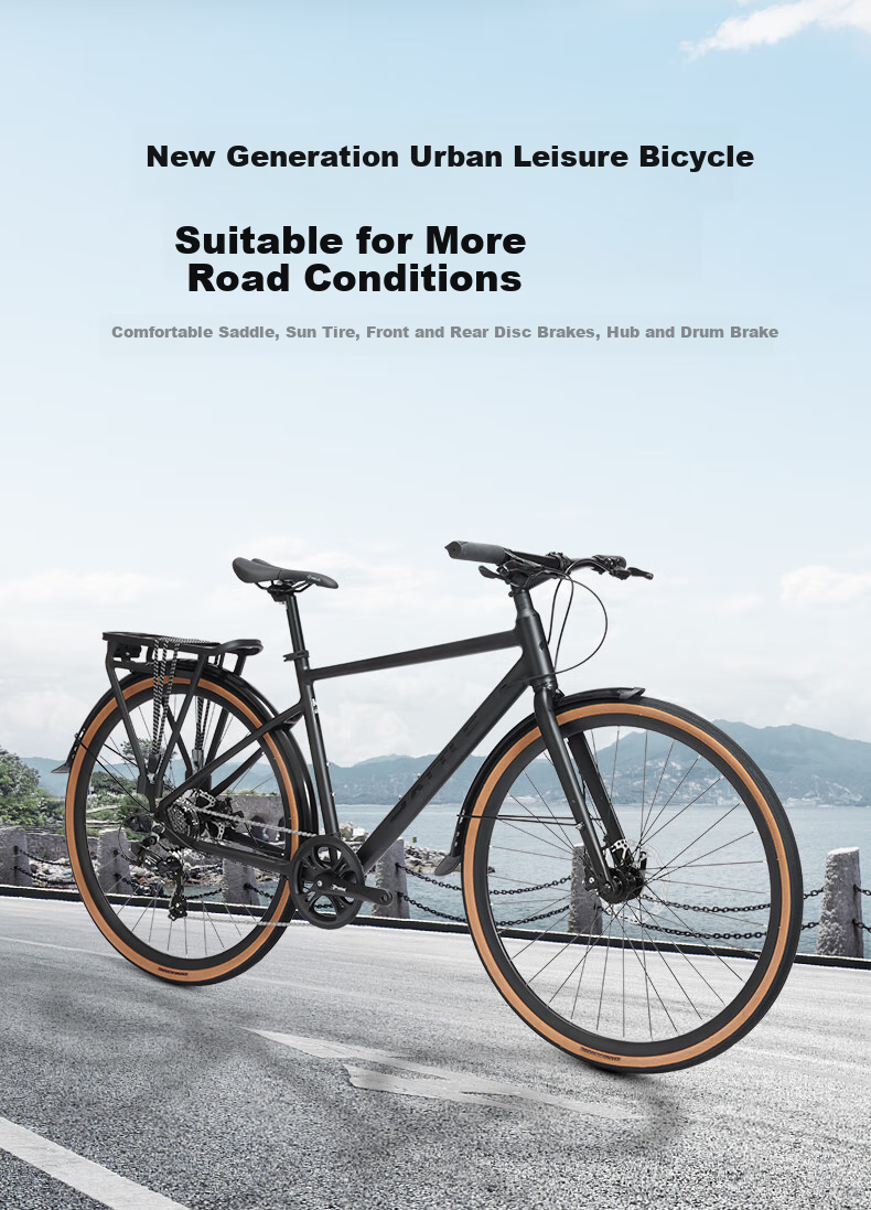 BATTLE Aluminum Frame Shimano 7-Speed Road Bike for Men And Women, Adult City Leisure Off-Road Running Bicycle, Electroplated Gray 9