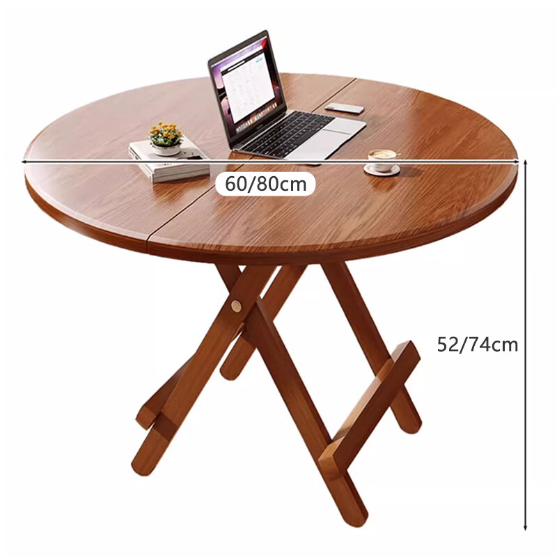 Yupin Foldable Round Dining Table, Simple Home Dining Table for Small Apartments, Outdoor Living Room Table And Chairs CJ123 Square Table Walnut 80