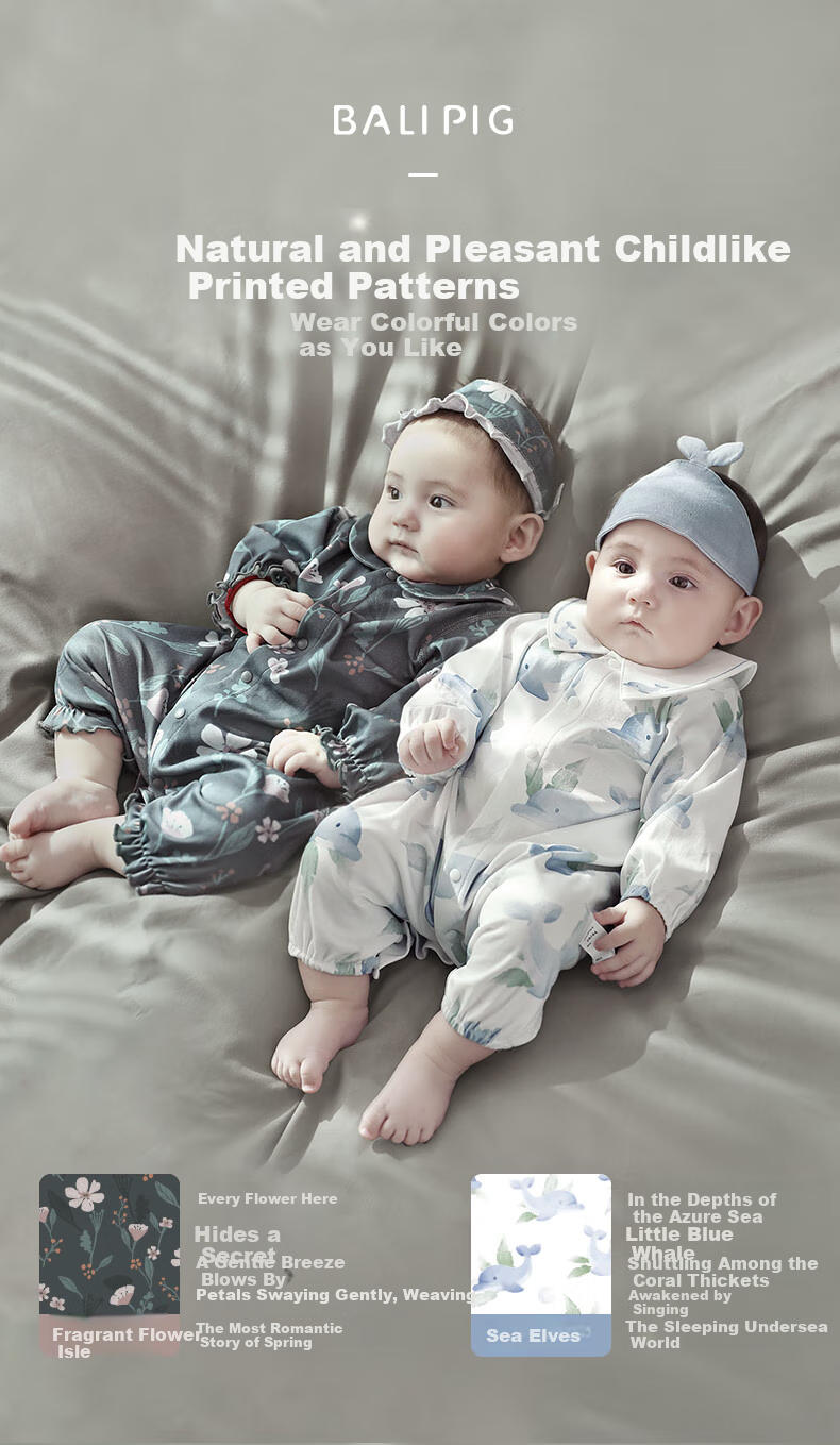 BALIPIG Newborn Baby Clothes 2-Piece Set, Full Moon A-Class Cotton, Baby Boy Romper, Instagram Style, Spring And Autumn Style Onesie for Girls 8