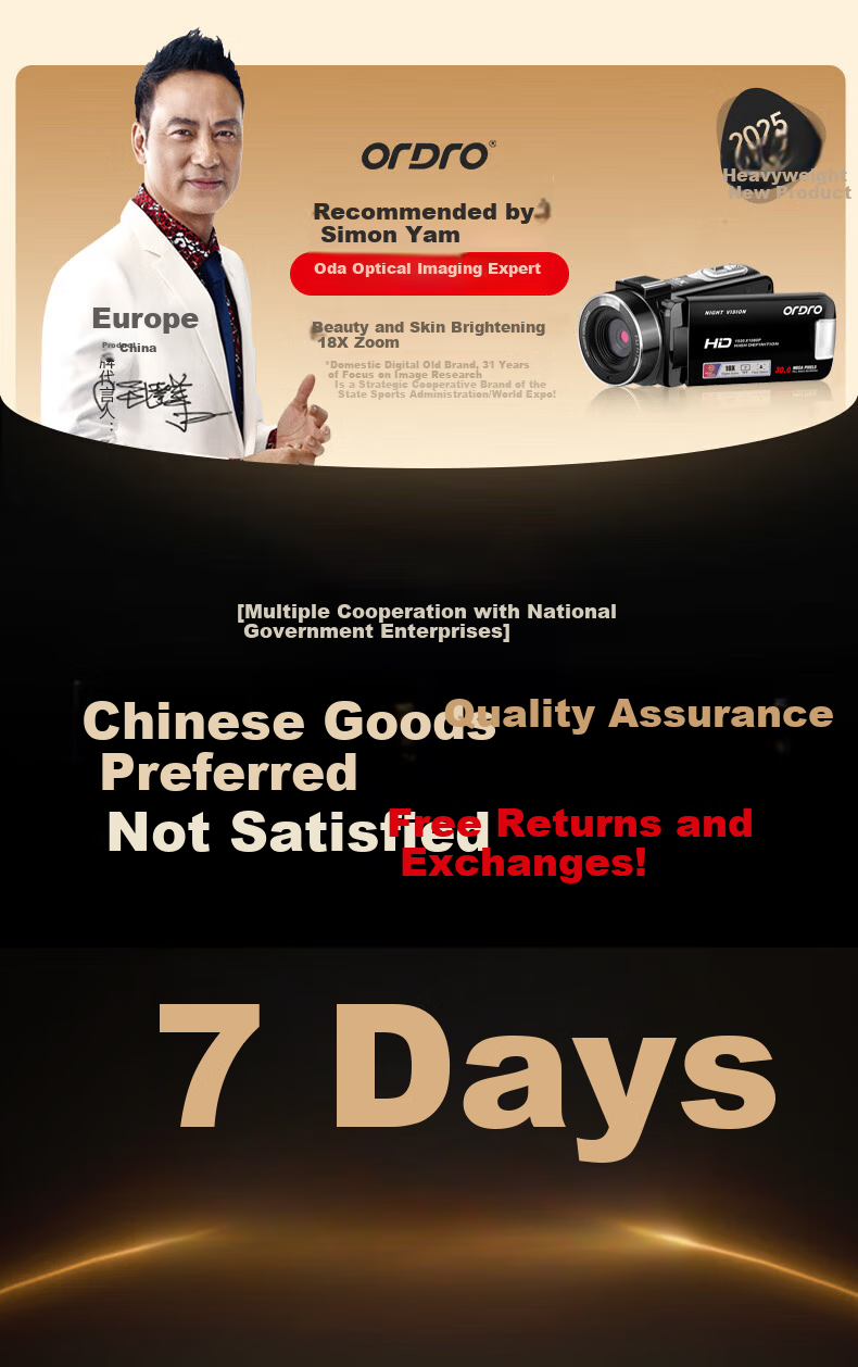 ORDRO B320 Camera, High-Definition Digital Handheld DV Recorder, for Conference Live Streaming And Recording / Home And Travel Filming, Vlog Short Video Beauty Camera with Integrated Recording And IR Night Visio 1