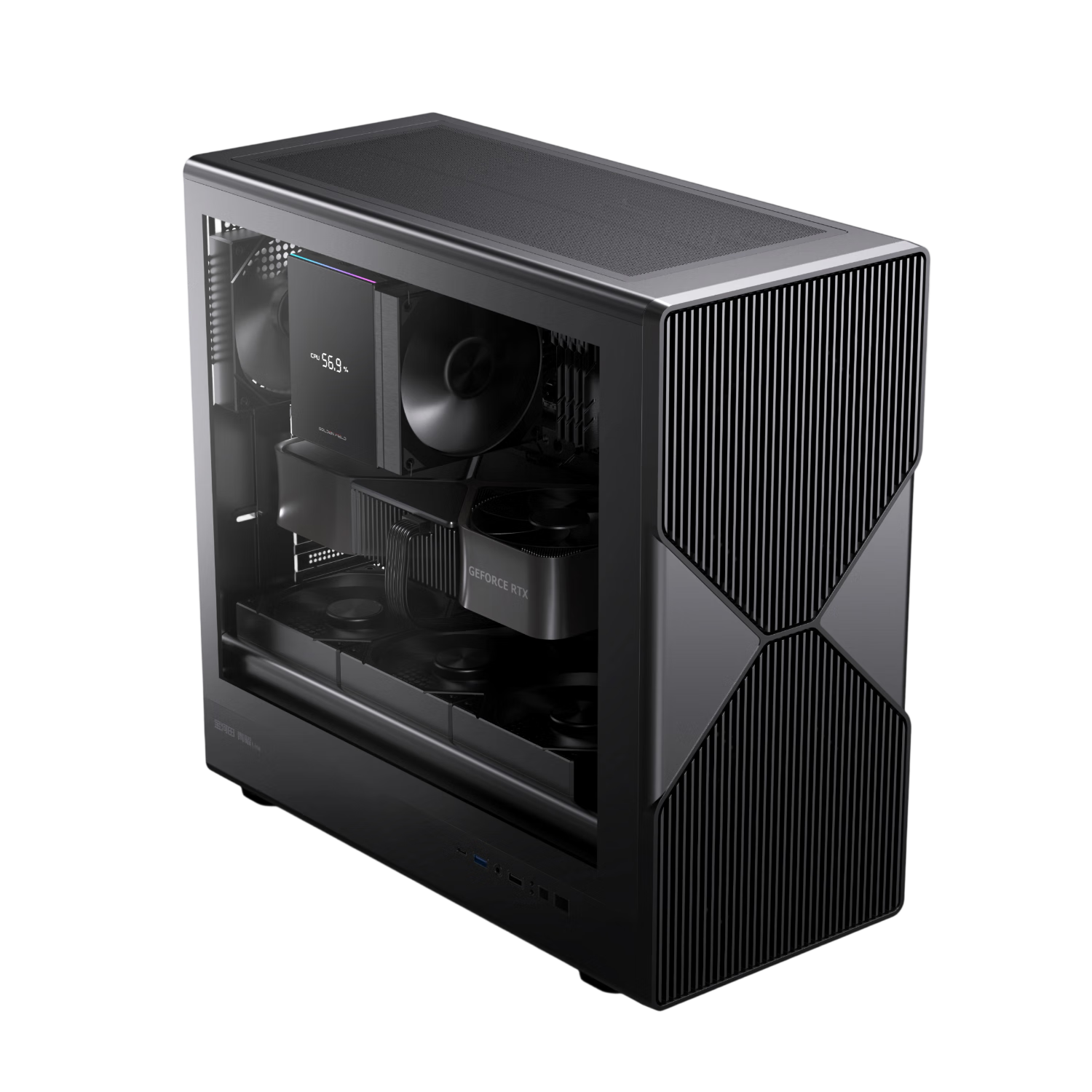 Golden Field Jianyu Qingyao LITE Wide-Body Computer Desktop Case, Cooling Grid Panel, ATX Motherboard/Tpye-C Interface/Compatible with 360mm Water Cooling/Glass Quick-Release Desig