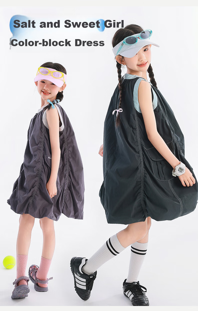 BANDOCIN Girls' Summer Pleated Dress, Lightweight And Breathable, for Older Children, 2026 New Style, Cloud Purple, Size 130 1