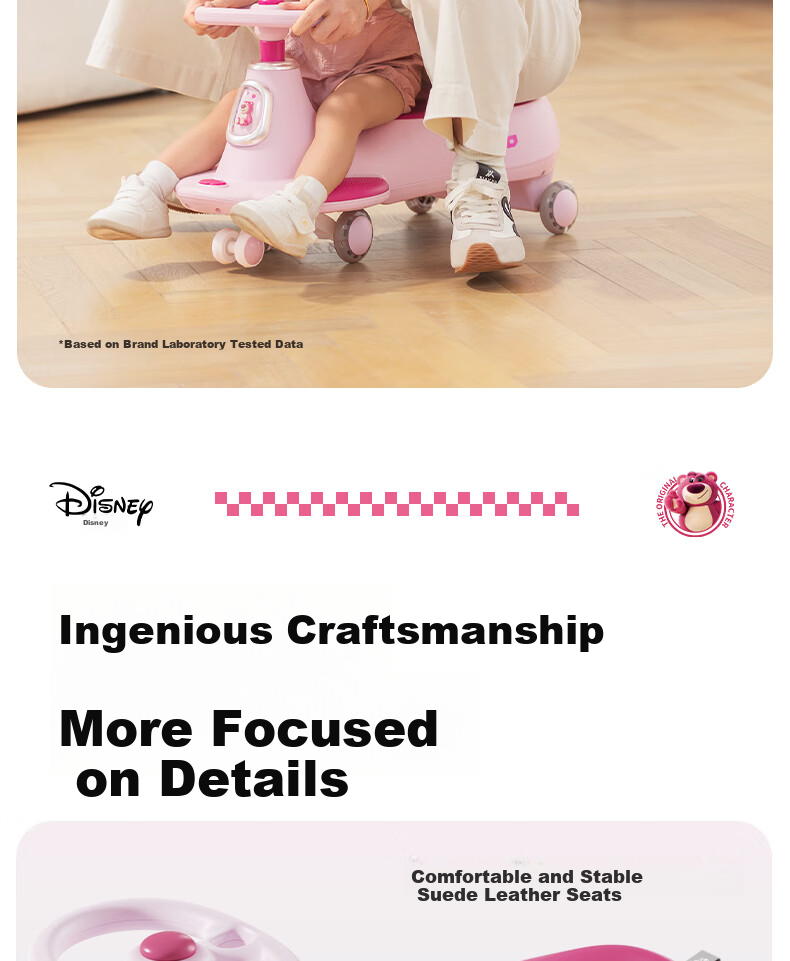 DISNEY Children's Twist Car for Ages 1-3 Anti-Rollover Baby Ride-On Car Adult-Friendly Two-Seater Birthday Gift 21
