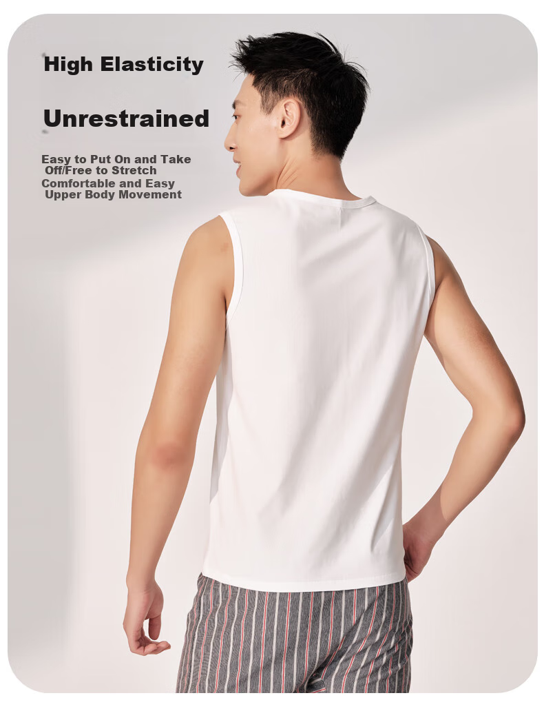 Yiershuang Premium Summer Men's Round Neck Wide Shoulder Tank Top, 40 Count Xinjiang Cotton, Wearable Undershirt Vest 8