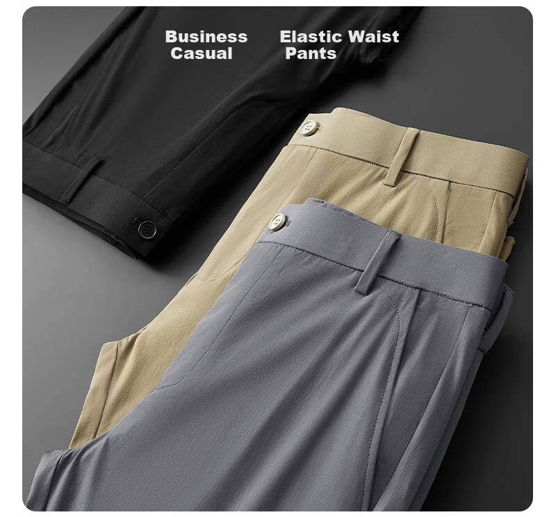 Ayoupang Luxury Plus Size Triple-Protection Dress Pants for Men, Loose-Fit, Oversized, Business Casual, Slim-Fit, High-Elastic Straight-Leg Trousers for Chubby Me 7