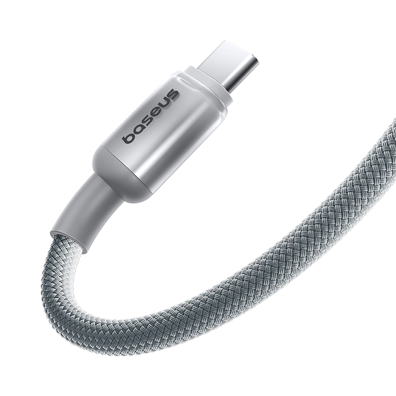 Baseus Type-C Data Cable, 6A Charging Cable, 100W/66W Super Fast Charging, USB-C for Huawei Mate70/60, Honor, Xiaomi Phones And Tablets, Car Charger, 1 Meter, White Sand Silver