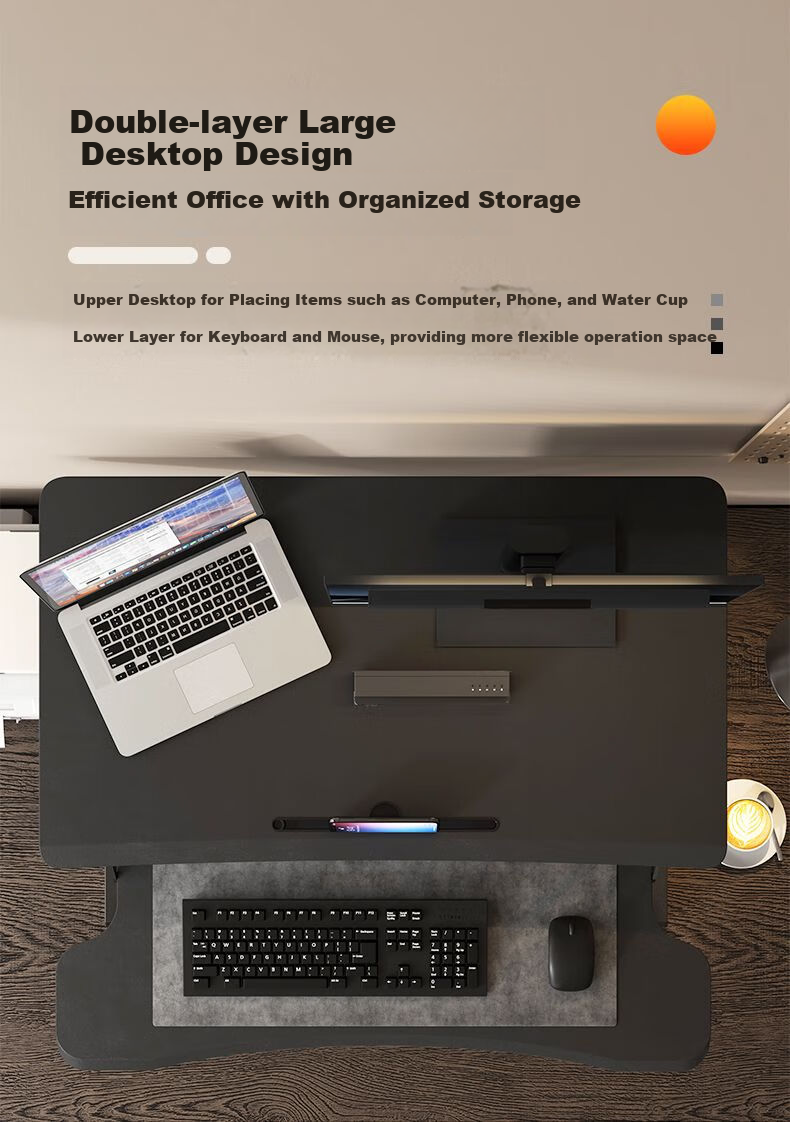 Gupujia Height Adjustable Computer Desk, Office Standing Desk with Lift Mechanism, Adjustable Workstation, Standing Desk with Lift 5