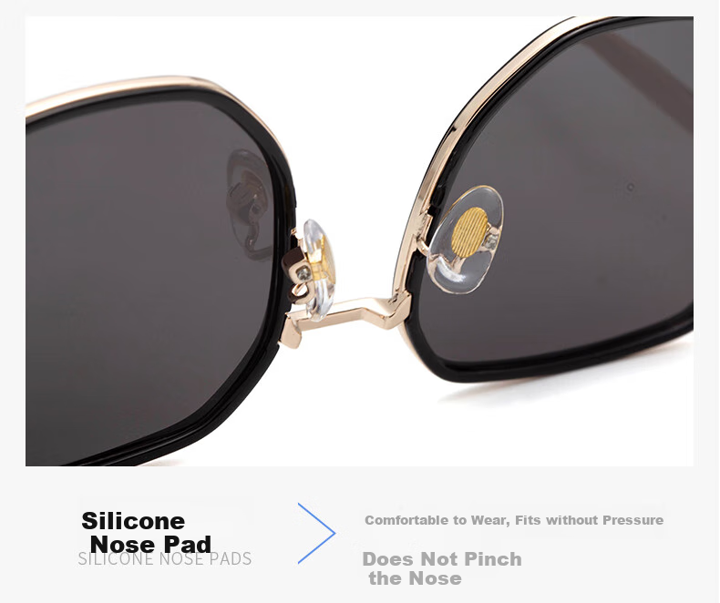 AMORAYS Women's New Korean-Style Fashion Polarized Sunglasses, Face-Shaping, Suitable for Square And Round Faces, Making Face Look Smaller, Black And Gold Color 7