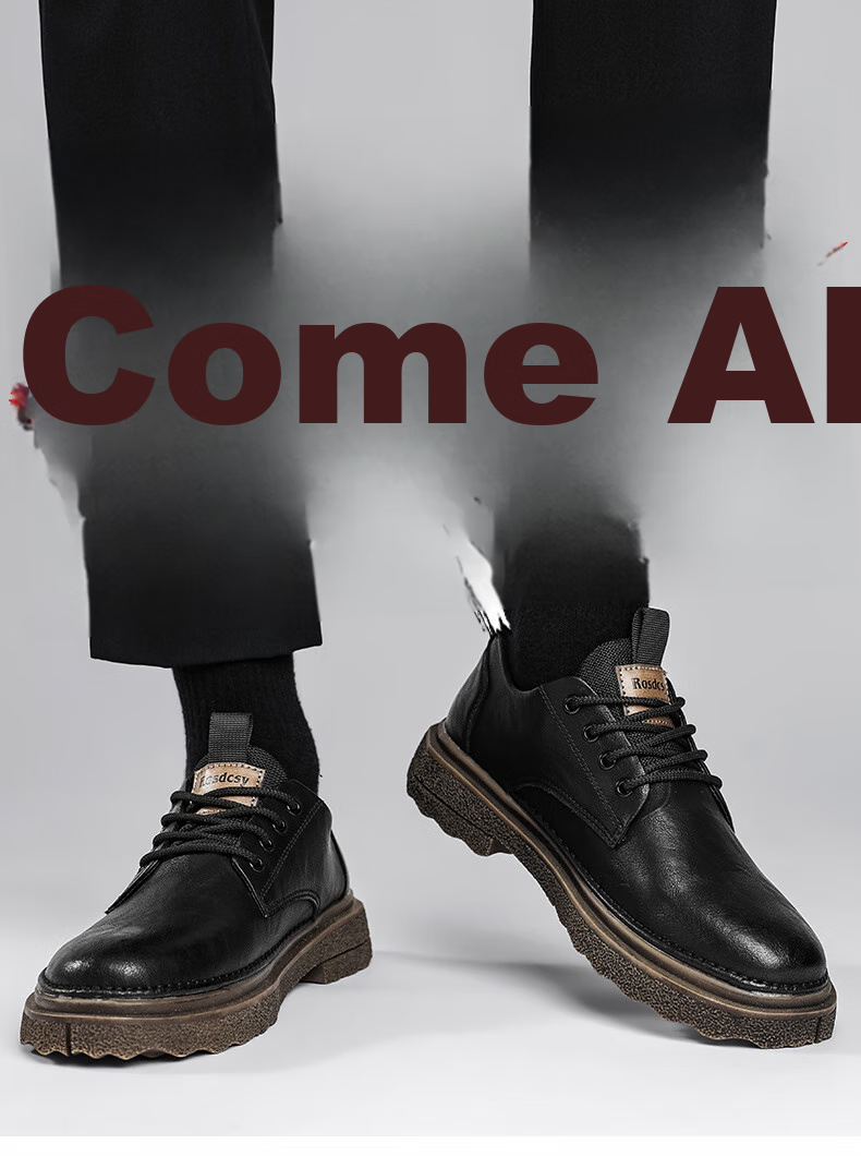 CALIFBULL Men's Shoes, Autumn And Winter Men's Style, Height-Increasing Casual Leather Shoes, Derby Business Formal Thick-Soled Leather Shoes, Black And Brown, Size 40 1