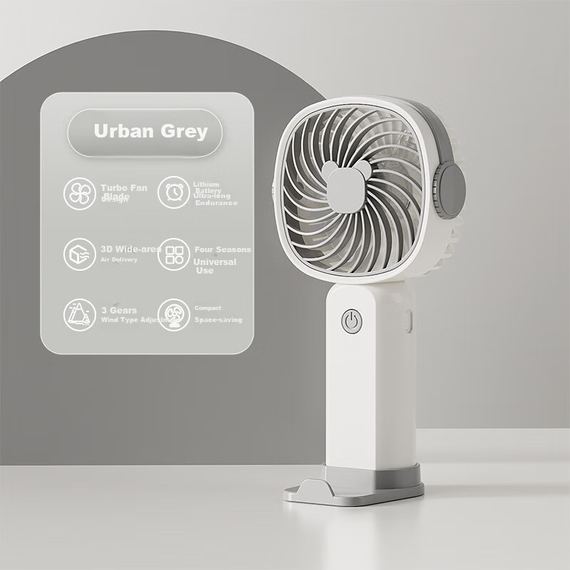 Elifo Handheld Mini Fan, Desktop USB Fan, Dorm Quiet Small Electric Fan, Compact Mini Office Desk Fan, Children's Portable Rechargeable Plug-In Fan, Gray