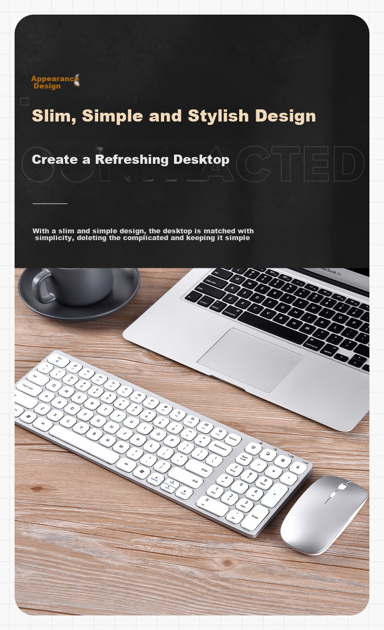DiYiGongFang, Compatible with Apple Ultra-Thin Wireless Keyboard, Quiet Key Design, Scissor Foot Design, IMAC Dual-Zone Rechargeable Keyboard, Laptop Accessory, 2.4G Black 4
