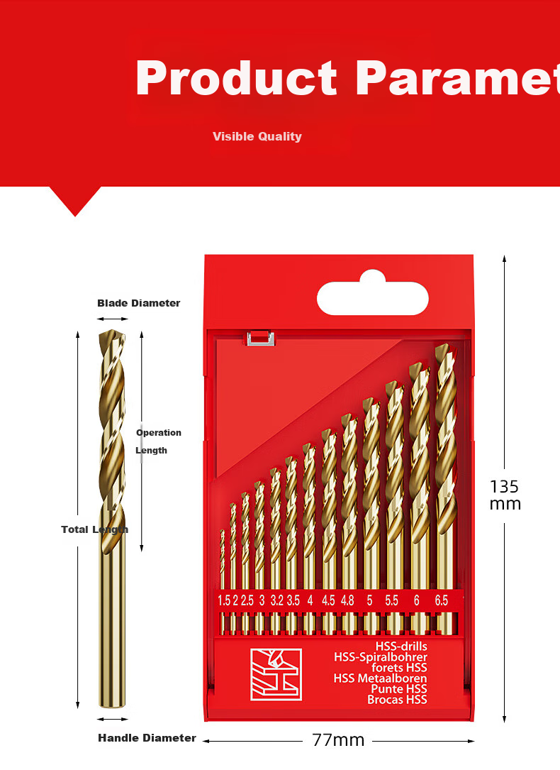 HUHAO M35 Cobalt-Containing Super Hard Twist Drill Bit Set for Drilling Iron, Metal, Steel Plates, Stainless Steel, Specialized Hand Drill Bits 10