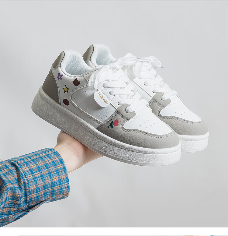 HUANQIU 2026 American Retro Niche Vibe Style, Height-Increasing Versatile Casual Original High-Value Trendy White Sneakers for Wome 12