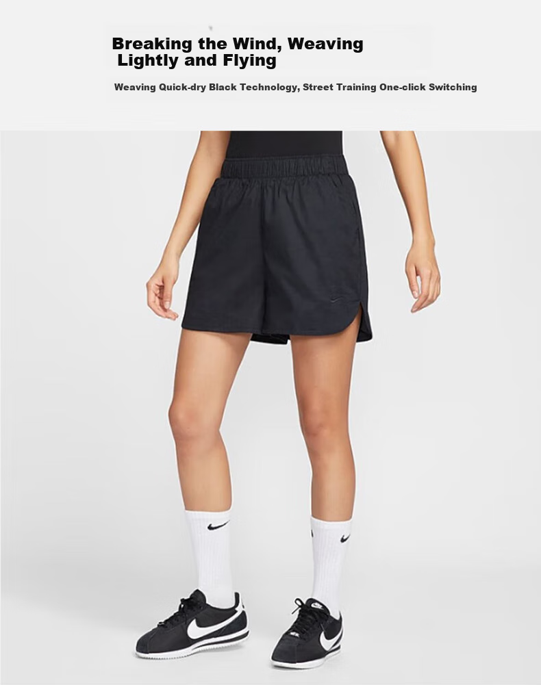 NIKE Women's Sports Shorts, Spring And Autumn Woven, Running Training, Cool And Lightweight HM8980-010 Black/gray, M 1