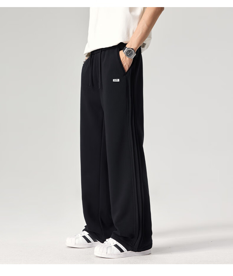FAIRWHALE Men's Sports Pants Spring and Autumn American Style Sweatpants Loose Fit Youth Wide-Leg Casual Pants XL Advanced Gray 6