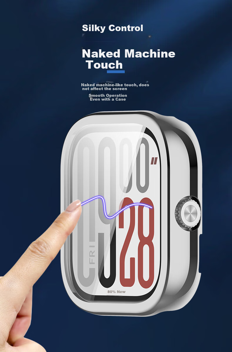 KMaxAI Compatible with Redmi Watch 5 Protective Case + Screen Protector, TPU Soft Rubber Anti-Scratch Anti-Fingerprint Shockproof, Full Protection Integrated Case And Film, No Charging Obstruction, Silver 3