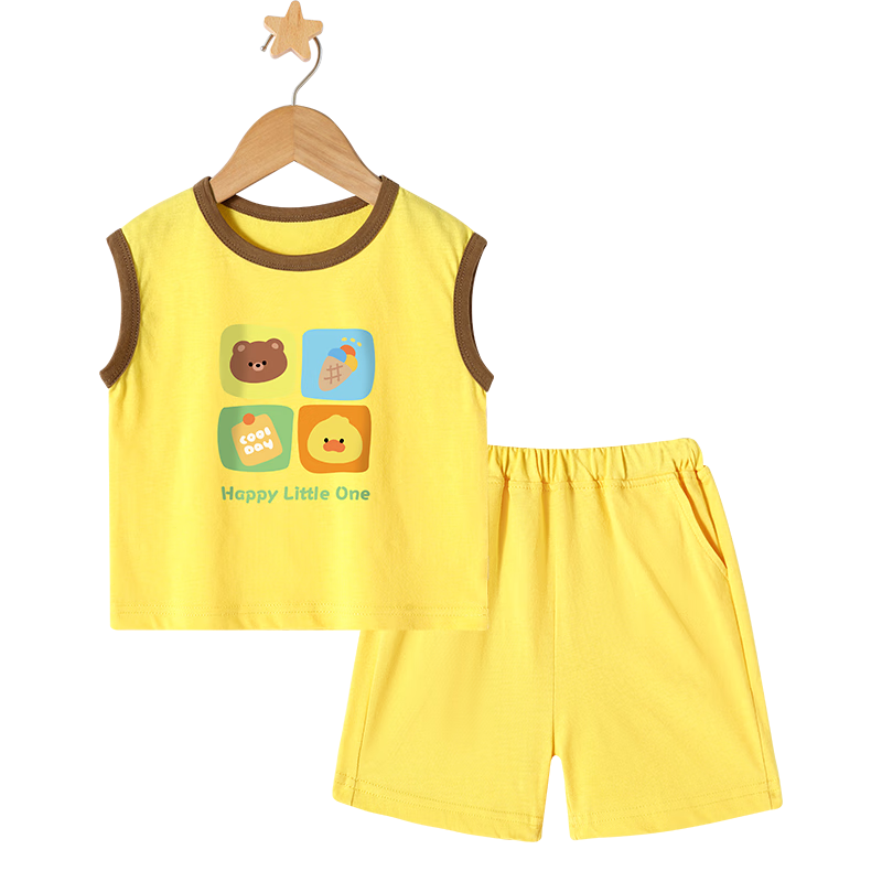 Badibadi Boys' Set, 2026 New Summer Style, Children's Vest Two-Piece Set, Skin-Friendly Pure Cotton Sleeveless Undershirt, Baby Clothing