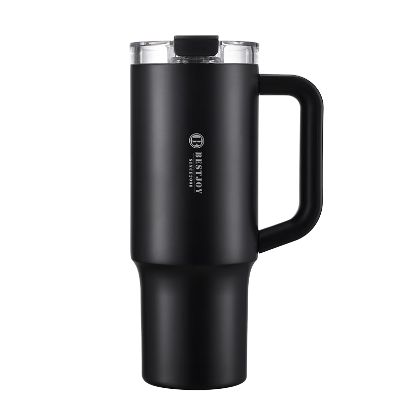 FUGURNG BESTJOY Insulated Mug, Large Capacity Ice Cup, Cold-Keeping Cup, 316L Stainless Steel with Handle, Dual-Use 1000ml Car Water Bottle