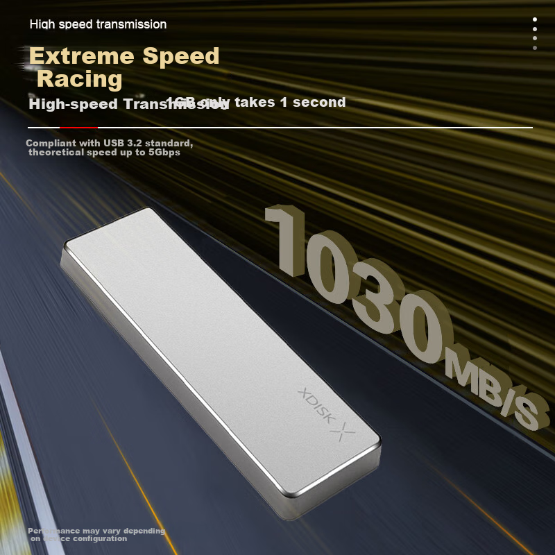 Xiaopan (XDISK) 1TB USB3.2 Portable Solid State Drive (PSSD), M Series, Type-C, Silver, NVMe Protocol, Ultra-Thin Portable, Direct Phone Connection, Compatible with MAC