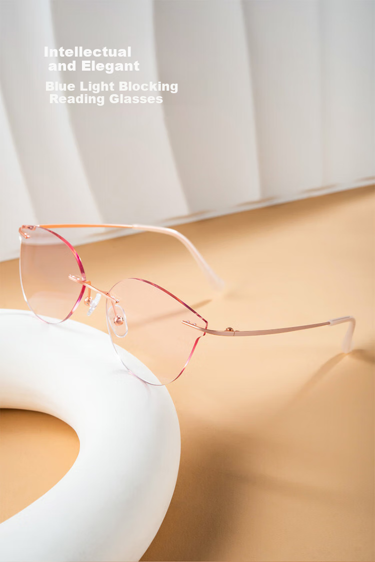 Fushikang Frameless High-Definition Anti-Blue Light Reading Glasses Ultra-Light Presbyopic Glasses for Men F9901 +150 Degrees 2