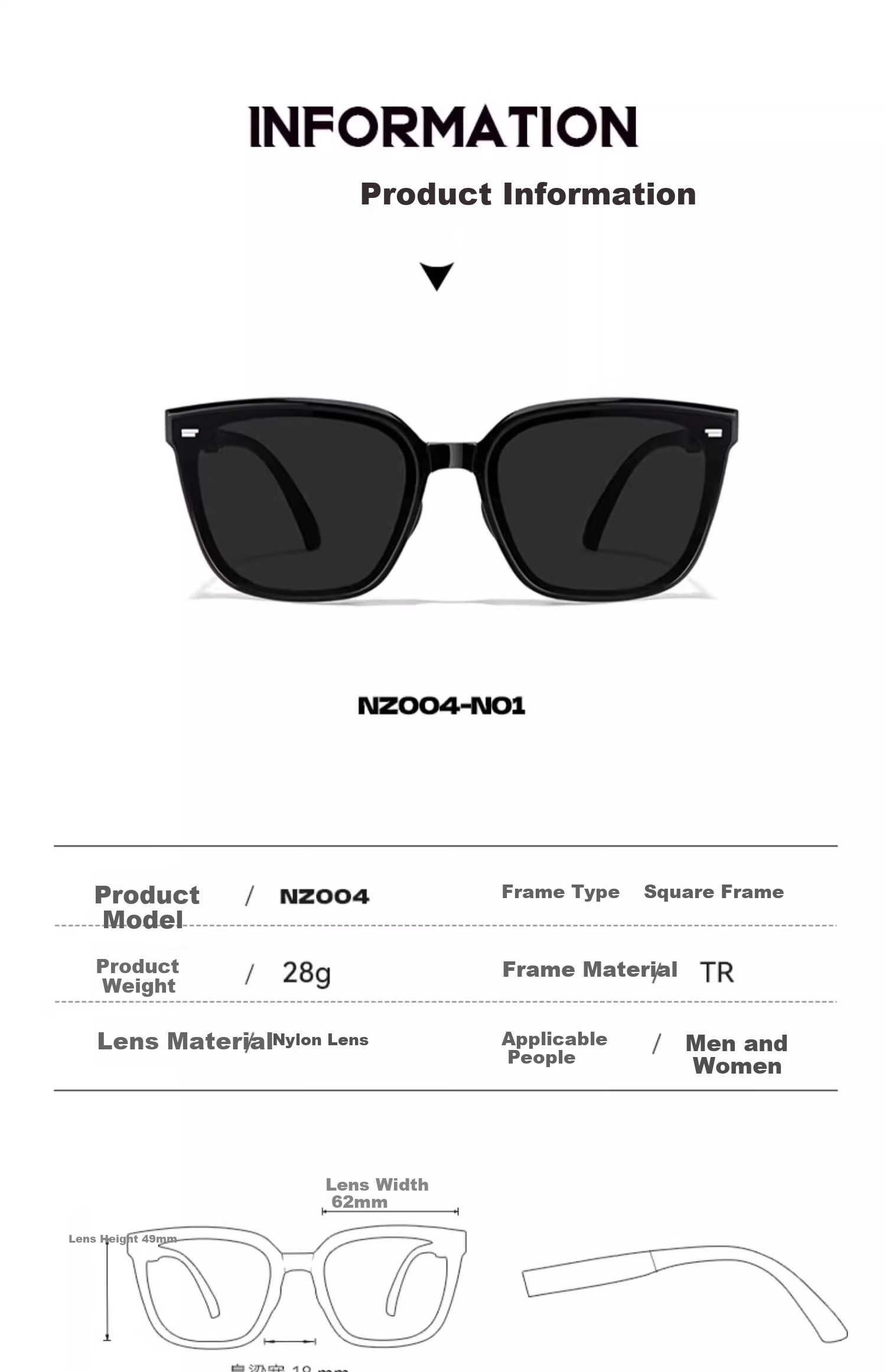 HORIEN Milk Tea Color Sunglasses Make Face Look Smaller, UV Protection, Summer Folding Sunglasses for Men And Women, Driving Sun Protection, High-End Large Frame Glasses 34