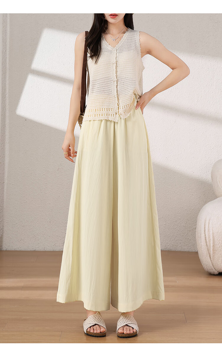 BOPRUIEY Yamamoto Pants And Skirt for Women, Summer Lightweight 2026 Latest High-Waist Straight Casual Quick-Dry Nine-Tenths Ice Silk Wide-Leg Pants 5