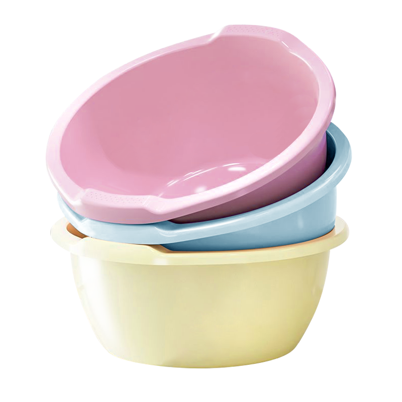 MR Face Basin, 37cm, Set of 3, Large Size, Thickened, Baby Basin, Vegetable Washing Basin, Foot Washing Basin, Student Plastic Basin, Foot Soaking Basi