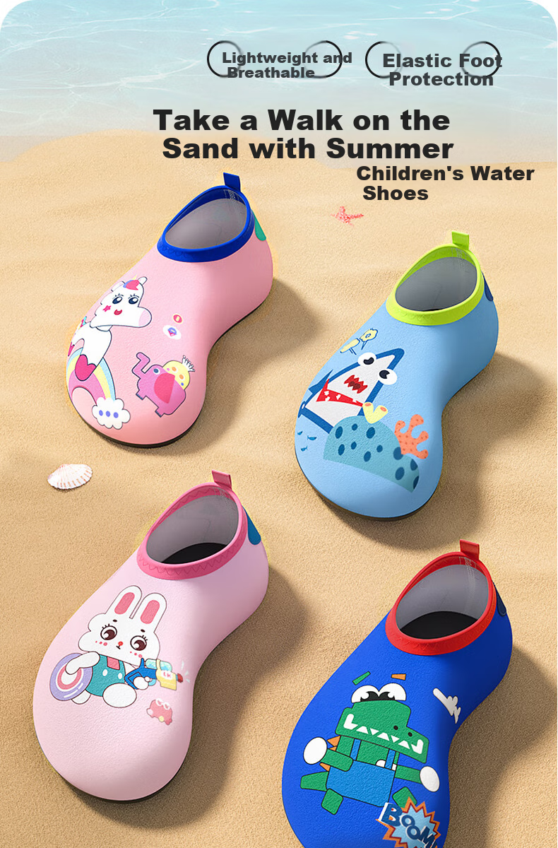Lemonkid Children's Beach Shoes, Water Park Diving Swimming Shoes, Soft-Soled Slippers for Boys And Girls, Orchid Pink Little Rabbit, Size 22/23 1