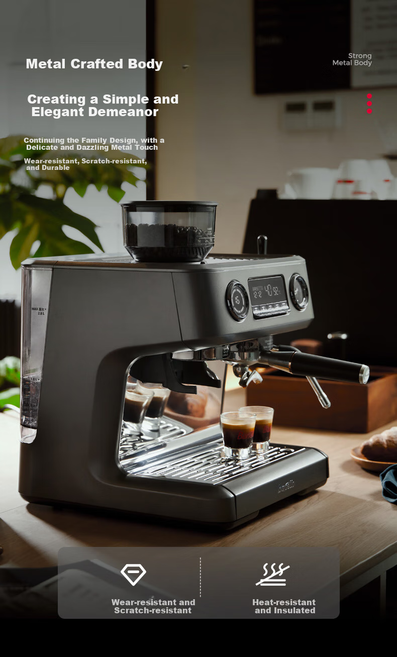 Barsetto [Brand Subsidy 15%] Baisengtu V1 Semi-Commercial Coffee Machine, Small Home Use Fully Automatic Dual Heating Italian Milk Frother Electric Fresh Ground Bean Grinder All-In Machine - Black 18