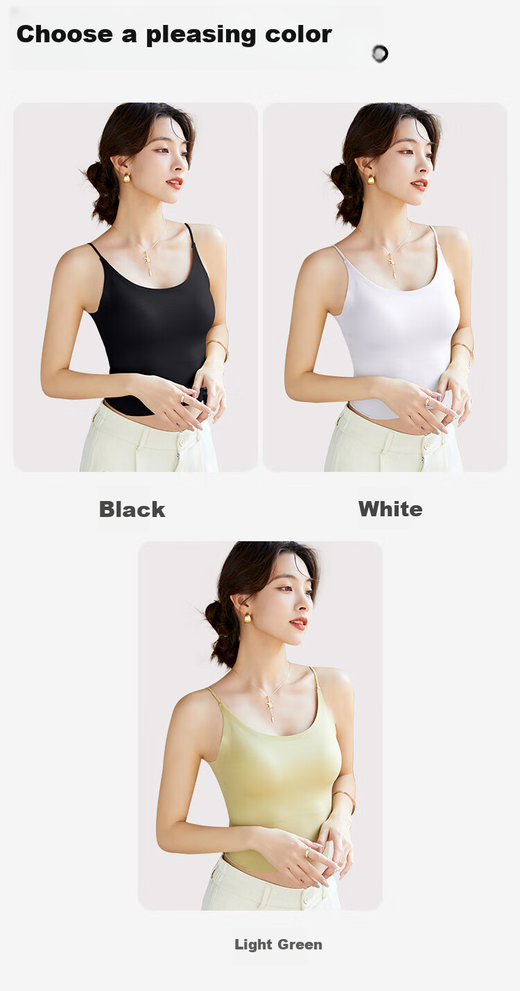 GUJIN Ice Silk Camisole for Women with Built-In Bra Pads, Cross-Back Design, Inner Wear for Blouses, Undershirts And Suit Tops 15