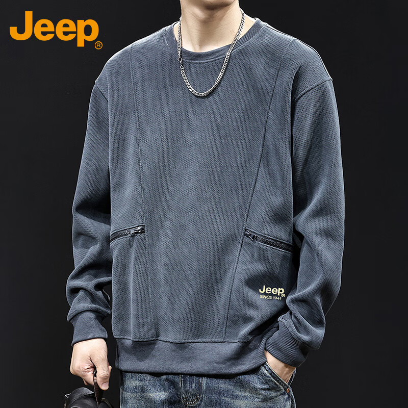Толстовка JEEP мужская, осенне-зимняя, тяжелая, повседневная, с длинным рукавом, свободная, теплая, серая, 2XL